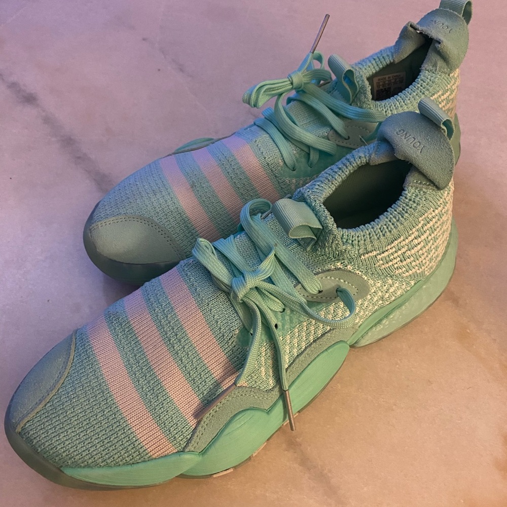 Trae Young Adidas Teal Sneakers with White Accents